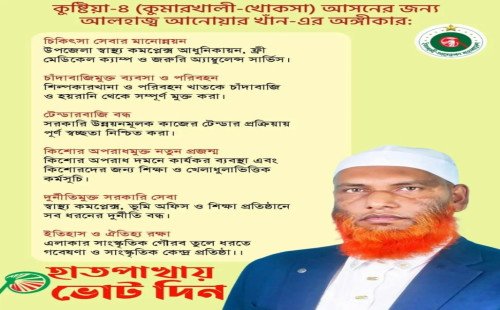 কুষ্টিয়া-৪ আসনে হাতপাখার বিজয়বার্তা নিয়ে মাঠে আনোয়ার খান