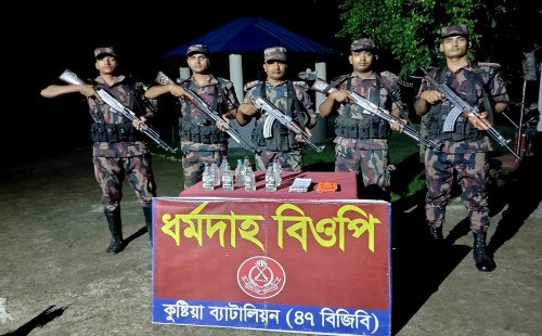 কুষ্টিয়া সীমান্তে বিজিবির জোরালো অভিযান: ২১ লাখ টাকার ভারতীয় মাদক ও অবৈধ পণ্য উদ্ধার